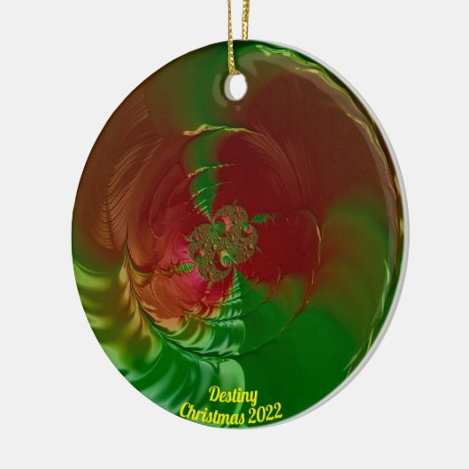 DESTINY ~ Glossy Red en Green Kerstmis 2023 Keramisch Ornament (Links)