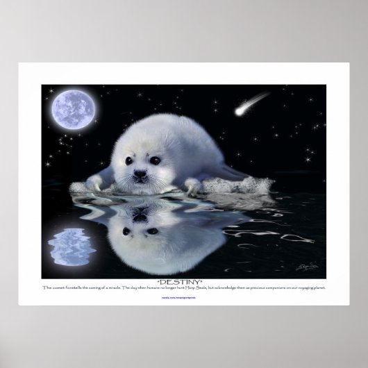 "Destiny" ~ HARP SEAL & MOON Art Poster (Voorkant)