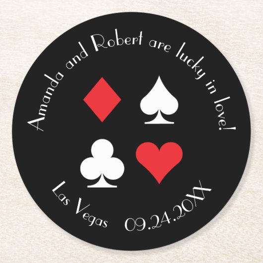 Destiny Las Vegas Bruiloft Aangepaste Cocktail Ond Ronde Kartonnen Onderzetter (Voorkant)