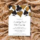 Destiny Las Vegas Bruiloft Nodig Faux Gold Glitter Kaart<br><div class="desc">Perfect voor een Vegas bruiloft in een kleine kapel van de strip,  alles wat je nodig hebt is liefde en een getuige of twee! Deze bruiloft uitnodiging is voorzien van faux gouden glitter en zwarte kaart pakken op een witte achtergrond met volledig personaliseerbare tekst en een coördinerende bijpassende backer.</div>