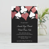 Destiny Las Vegas Bruiloft Nodig Roos Gouden Glitt Kaart (Staand voorkant)