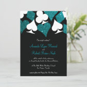 Destiny Las Vegas bruiloft nodigen Blauwgroen blau Kaart (Staand voorkant)