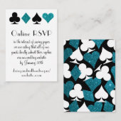 Destiny Las Vegas Bruiloft Online RSVP Blauwgroen  Informatiekaartje (Voorkant / Achterkant)