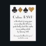 Destiny Las Vegas Bruiloft Online RSVP Gouden Glit Informatiekaartje<br><div class="desc">Deze kleine bijzetkaart die een online rsvp aanvraagt, heeft een elegante typografie en een grafische accentkleur van paspakken in zwart, wit en goud met faux glitter. Perfect voor een casino themafeest of een Las Vegas bruiloft in een kleine kapel van de strip, alles wat je nodig hebt is liefde en...</div>
