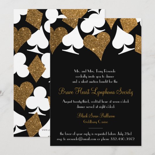 Destiny Las Vegas Casino Party Faux Gold Glitter Kaart (Voorkant / Achterkant)