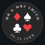 Destiny Las Vegas Casino thema aangepaste tekst Ronde Sticker<br><div class="desc">De perfecte aanvulling op uw Las Vegas bruiloft of casino themafeest,  deze ronde stickers kunnen volledig worden aangepast en zijn de perfecte finishing touch voor enveloppen,  uitnodigingen en gunsten! �2Birdstone 2014</div>