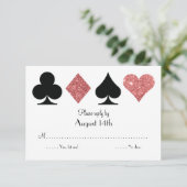 Destiny Las Vegas Trouwantwoord roos gouden glitte RSVP Kaartje (Staand voorkant)