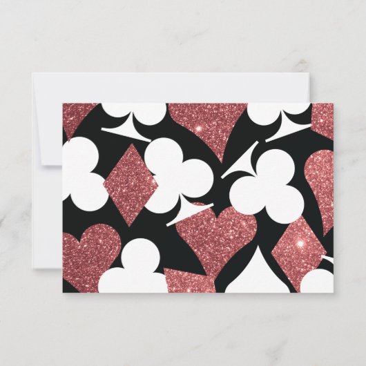 Destiny Las Vegas Trouwantwoord roos gouden glitte RSVP Kaartje (Achterkant)