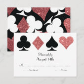 Destiny Las Vegas Trouwantwoord roos gouden glitte RSVP Kaartje (Voorkant / Achterkant)