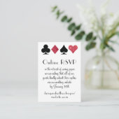 Destiny Las Vegas Wedding Online RSVP Red Glitter Informatiekaartje (Staand voorkant)