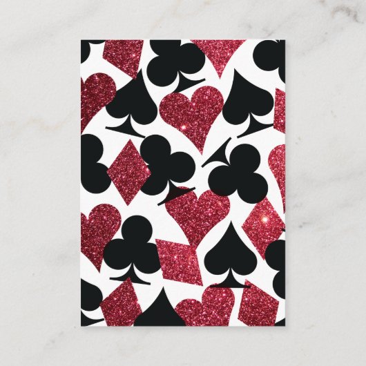 Destiny Las Vegas Wedding Online RSVP Red Glitter Informatiekaartje (Achterkant)