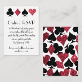 Destiny Las Vegas Wedding Online RSVP Red Glitter Informatiekaartje (Voorkant / Achterkant)