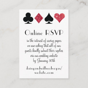 Destiny Las Vegas Wedding Online RSVP Red Glitter Informatiekaartje