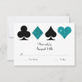 Destiny Las Vegas Wedding RSVP Blauwgroen glitter