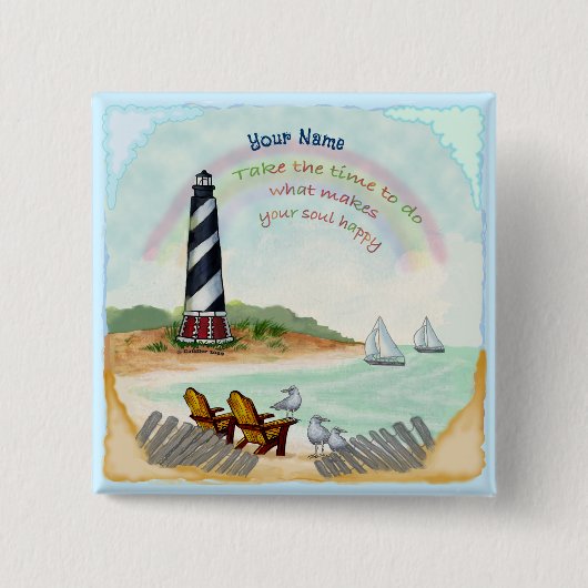 Destiny Lighthouse Vierkante Button 5,1 Cm (Voorkant)