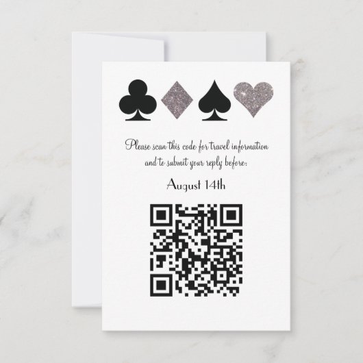 Destiny Silver Las Vegas Wedding QR Code Reply RSVP Kaartje (Voorkant)