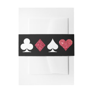 Destiny Vegas Bruiloft Faux Rode Glitter Bellyband Uitnodigingen Wikkel