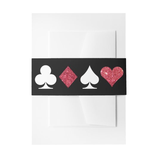 Destiny Vegas Bruiloft Faux Rode Glitter Bellyband Uitnodigingen Wikkel (Voorkant Voorbeeld)