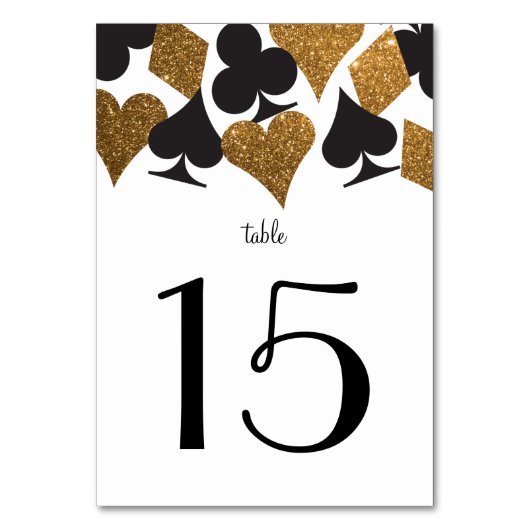 Destiny Vegas Bruiloft Receptie Gouden Tafel Kaart (Voorkant)