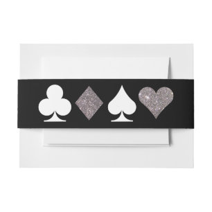 Destiny Vegas Nodig Faux Silver Glitter Bellyband Uitnodigingen Wikkel