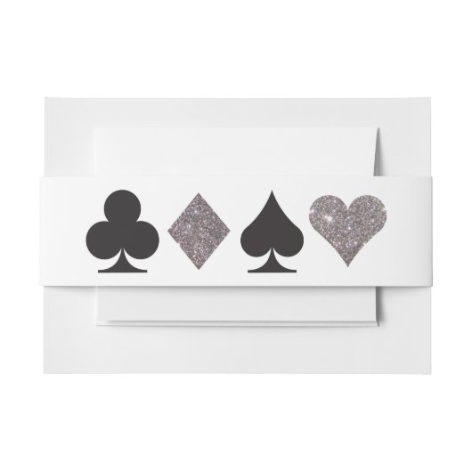 Destiny Vegas Nodig Faux Silver Glitter Bellyband  Uitnodigingen Wikkel (Voorkant Voorbeeld)