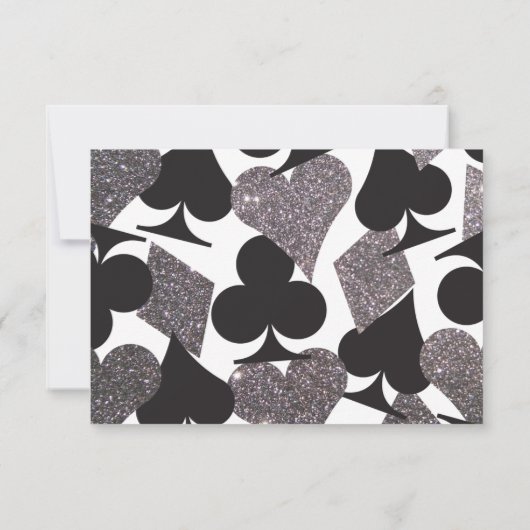 Destiny Vegas Reception Faux Silver Glitter Kaart (Achterkant)