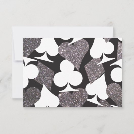 Destiny Vegas Reception Faux Silver Glitter Kaart (Achterkant)