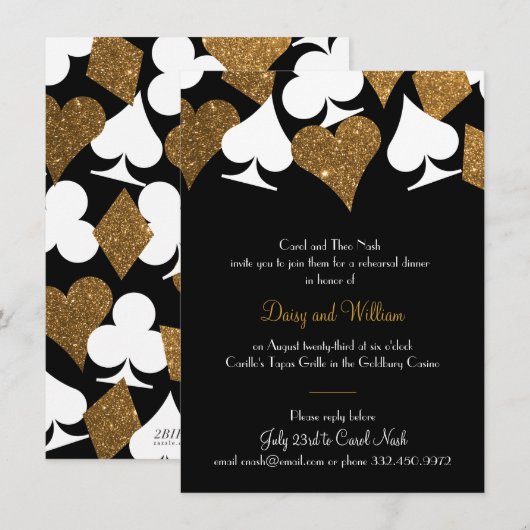 Destiny Vegas repetitie diner Faux Gold Glitter Kaart (Voorkant / Achterkant)