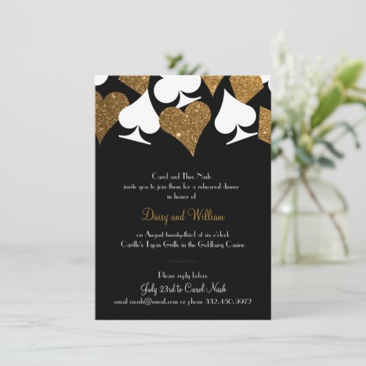 Destiny Vegas repetitie diner Faux Gold Glitter Kaart (Staand voorkant)