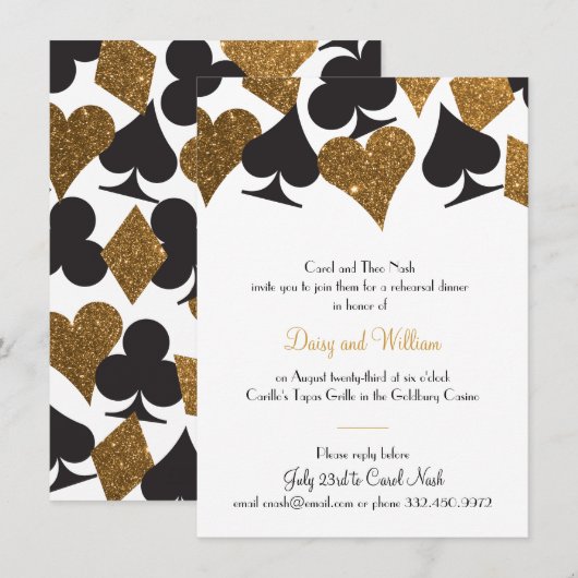 Destiny Vegas repetitie diner Faux Gold Glitter Kaart (Voorkant / Achterkant)