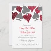 Destiny Vegas Rood en Grijs Faux Glitter Bruiloft Kaart (Voorkant)