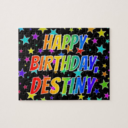 "DESTINY" voornaam, geun "HAPPY BIRTHDAY" Legpuzzel (Horizontaal)