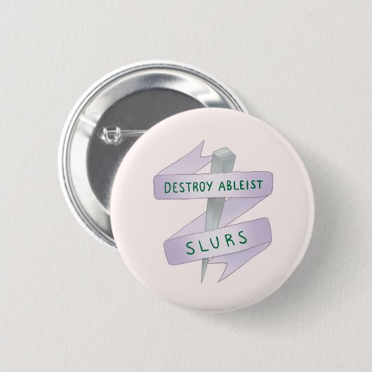 DESTROY ABLEIST SLURS RONDE BUTTON 5,7 CM (Voorkant /achterkant)