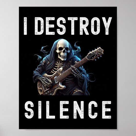 Destroy Silence Ghost Guitar Funny Guitar Poster (Voorkant)