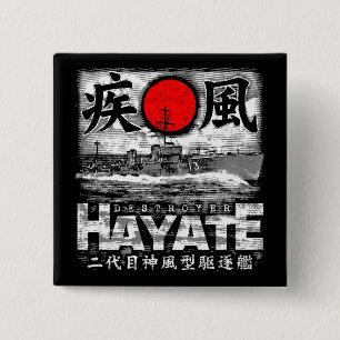Destroyer Hayate Vierkante Button 5,1 Cm