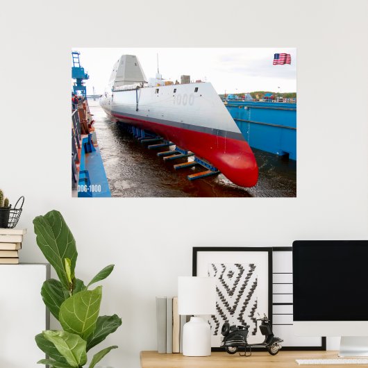 DESTROYER MET GIDDELDE MISSIE - DDG-1000 POSTER (Thuiskantoor)