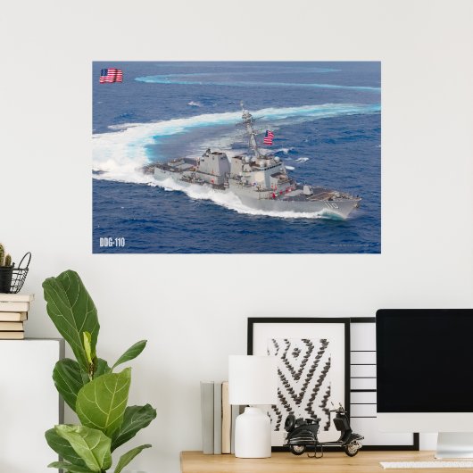 DESTROYER MET GIDDELDE MISSIE - DDG-110 POSTER (Thuiskantoor)
