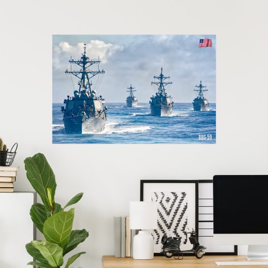 DESTROYER MET GIDDELDE MISSIE - DDG-59 POSTER (Thuiskantoor)