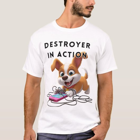 Destroyer Puppy in Action T-shirt (Voorkant)