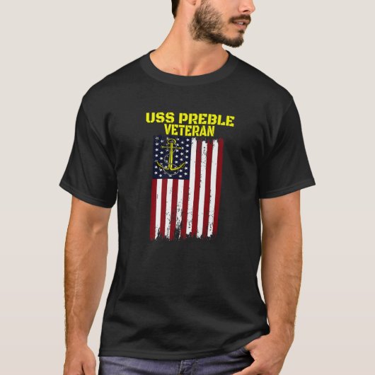 Destroyer USS Preble DLG-15 Vaderdag Veteraan T-shirt (Voorkant)