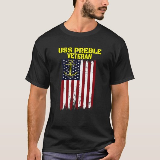 Destroyer USS Preble DLG-15 Vaderdag Veteraan T-shirt (Voorkant)