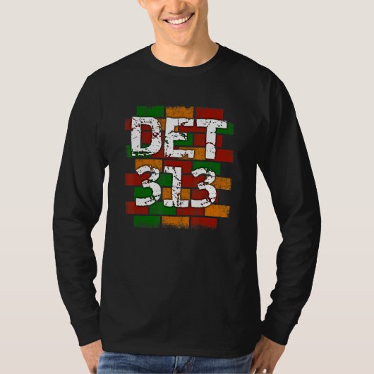 DET 313 Detroit Netnummer Graffiti T-shirt (Voorkant)
