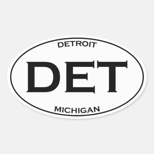 DET - Detroit, Michigan Ovale Sticker (Voorkant)