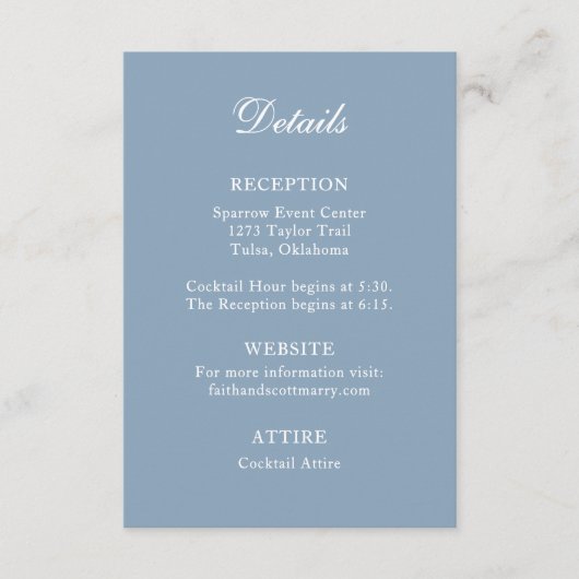 Detail behuizing Kaart Dusty Blue bruiloft Kaart (Voorkant)