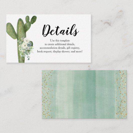 Detail Cactus White Flowers Taco over Love Informatiekaartje (Voorkant / Achterkant)