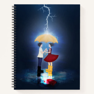 Detail from Lovehit - Couple Sharing Umbrella Notitieboek