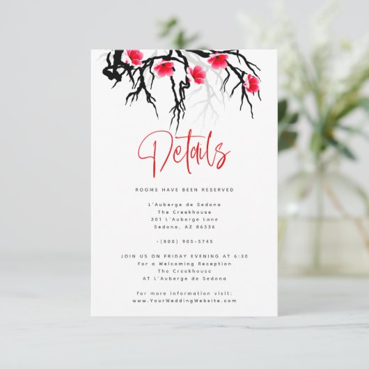 Detail Kaart japans bloesem tak bloemig (Staand voorkant)