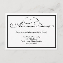 Detail-kaart voor zwarte en witte bruiloften informatiekaartje