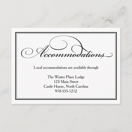 Detail-kaart voor zwarte en witte bruiloften informatiekaartje (Voorkant)