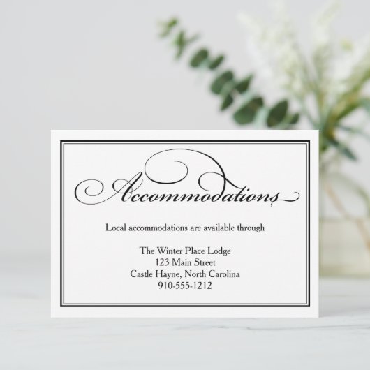 Detail-kaart voor zwarte en witte bruiloften informatiekaartje (Staand voorkant)